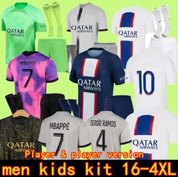 Adultos Kit Kit 21 22 23 S MBAPPE Soccer Jerseys 2021 2022 2023 di Maria Wijnaldum Sergio Ramos Hakimi Quarto Maillots Football