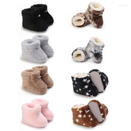 Boots Baby Winter Girl Boys Warm Fluffy Snow Booties Solid Fashion Toddler Fuzzy First Walkers Kid Shoes 0-18M