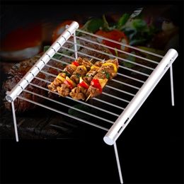 BBQ Tools Accessories Portable Stainless Steel Grill Folding Mini Pocket Barbecue For Home Park Use 220921