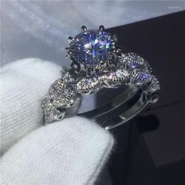 Cluster Rings Vintage Ring White Gold Filled Ngagement Wedding Band For Women Men 8mm Zircon Cz Bridal Promise Jewelry