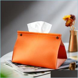 Tissue Boxes Napkins Simple Holder Dispenser Soft Pu Paper Box Large Open Makeup Tools Bag Easy Access For Home Car Dro Packing2010 Dh5Fm