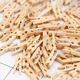 Party Decoration 50 Pcs Wholesale Very Small Mine Size 25Mm Mini Natural Wooden Clips For Po Clothespin Craft Pegs Drop Deli Yydhhome Dhn6J