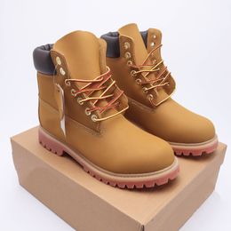 Designer Timberlan Boots Men Men Boots Sapatos Sapatos de tornozelo à prova d'água Martin Shoe Cowboy Amarelo vermelho azul preto Botas de motocicleta rosa com caixa original 237