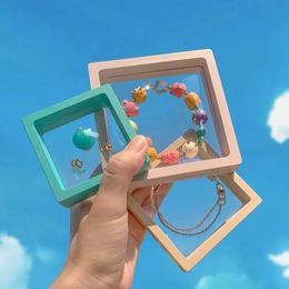 Transparent PE Film Jewellery Packing Box Colourful 3D Floating Frame Storage Boxes Earring Necklace Dustproof Display Case