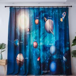 Curtain Creative Kids Curtains Planets Printed Cartoon Semi Blackout For Bedroom Living Room Modern Boys Drapes Blue Blinds