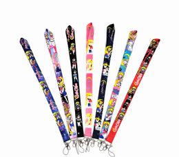 Cell Phone Straps & Charms Wholesale 600pcs Japan Anime Sailor Moon Lanyard Neck Strap Clip Black Stripe for Car Key ID Card Mobile Phone Badge Holder