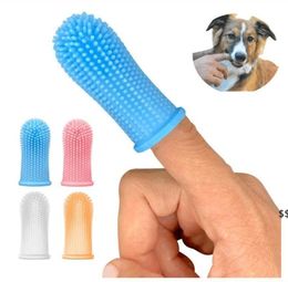 Dog Grooming Dog Super Soft Pet Finger Toothbrush Teeth Cleaning Bad Breath Care Non-toxic Silicone Tools Dogs Cat Supplies Inventory RRB156