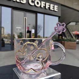 Кружки милый вишневый цветок стеклянная кофейная чашка мужчина и женские подарки пара пьет соломенные кубки