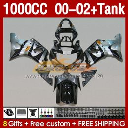 Injection Fairings & Tank For SUZUKI GSXR 1000 CC 1000CC K2 GSXR-1000 2000-02 Bodys 155No.92 GSX R1000 GSXR1000 2001 2002 2002 GSX-R1000 00 01 02 OEM Fairing silvery black