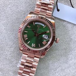 ST9 Steel News Männer sehen grüne Zifferblatt automatische Mechanik 41mm Saphirglas Edelstahlmenschen Watch Everose Gold Armbanduhren