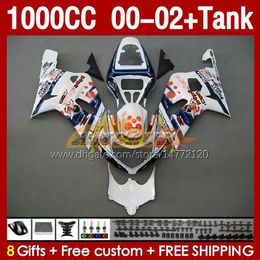 Pepephone OEM Fairings &Tank For SUZUKI K2 GSXR-1000 GSXR 1000 CC GSXR1000 00 01 02 Body 155No.40 GSX R1000 GSX-R1000 2001 2002 2002 1000CC 00-02 Injection Mould Fairing