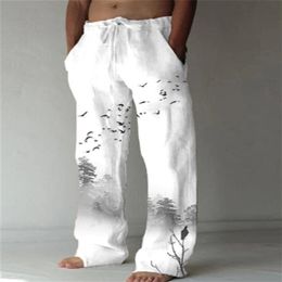 Men's Pants street casual wideleg pants men's Korean version fashion loose straight wideleg pants 3D digital printing trousers 220922