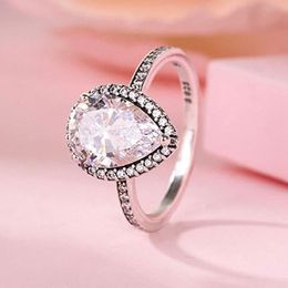 925 Sterling Silver Radiant Teardrop Ring with Cz Fit Pandora Jewellery Engagement Wedding Lovers Fashion Ring For Women