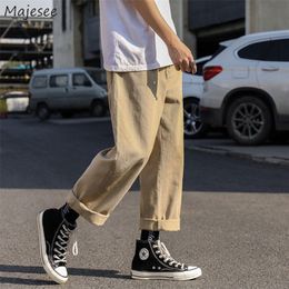 Men's Pants Men Casual Pants Vintage Retro Allmatch Cargo Trousers Stylish Solid Simple High Street Loose Versatile Straight Korean Style 220922