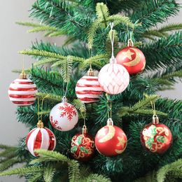 Party Decoration 6pcs Glitter Xmas Balls Hanging Pendants Moon Star Leaves Pattern Decorative Shatterproof Ornaments Home Festival Decor