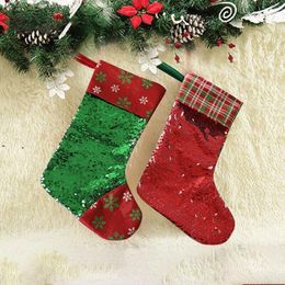 Sublimation Christmas Sequin Stocking Gift Bags Heat Transfer Socks Santa Claus Decorations sea shipping BBB15612