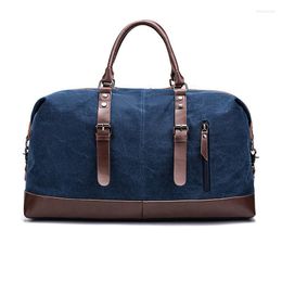 Duffel Bags Canvas Leather Men Travel Carry On Luggage Bag Tote Large Weekend Overnight Male Handbag