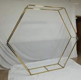 Party Decoration Panel Stainless Steel Hollow Out Hexagon Gloss Gold Wedding Backdrop