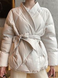 Women's Trench Coats Hzirip Design Women Winter Solid Sashes Coat Female Thick High Quality Students Outwear Sweet Office Lady Warm Jacket