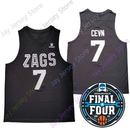 Nik1 2021 Final Four New College NCAA Gonzaga Jerseys 7 Cevn Basketball Jersey Black Size Youth Adult All Stitched