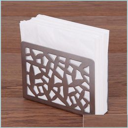 Tissue Boxes Napkins Stainless Steel Napkin Holder Clip Rack Box Serviette Organizer Dispenser Storage Case Table Decor Drop Bdebag Dh7Ku