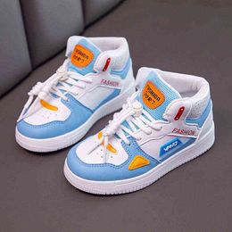 boys high top sneakers UK - Boys Breathable Sports Shoes 2021 And Autumn Children High Top White Shoes Girls Low AllMatch Casual Running sneakers J220714