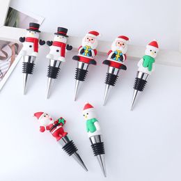 Christmas Wine Bottle Stopper Reusable Santa Snowman Decorative Wine Accessories Kitchen Table Decoration RRB15668