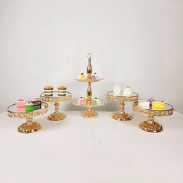 Bakeware Tools Silver Or Golden Color Crystal Cake Plate Wrought Iron Wedding Dessert Table Decoration Afternoon Tea Snack Display Stand