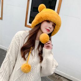 Berets Men Winter Pompom Hats For Women Knit Womens Crochet Hat Warm Bucket Outdoor Ear Cover Fr