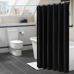 Shower Curtains Modern Black Waterproof Fabric Solid Color Bath For Bathroom Bathtub Large Wide Bathing Cover 12 Hooks 220922