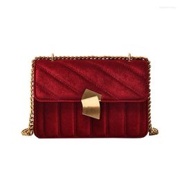 Evening Bags Women Handbags Crossbody Small Square Bag Soft Velvet Chain Buckle Flap Purses Casual Shoulder Messenger Satchels