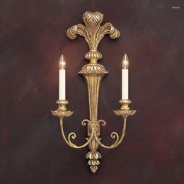 Wall Lamp Country Wooden Retro Nostalgic Aisle French Model Room Iron Double-Headed Candle