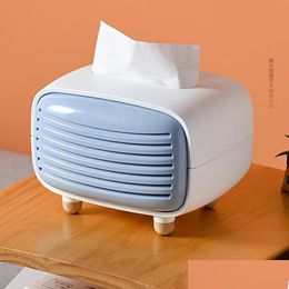 Tissue Boxes Napkins Cute Box Bamboo Charcoal Radio Appearance Desktop Decoration Creative Drop Delivery 2021 Home Garden Yydhhome Dh24E