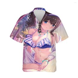 Men's Casual Shirts Jumeast 3D Anime Men Shirt Sweet Bright Starry Sky Girl Baggy Clothes Short Sleeve For Fashion Streetwear Blouses Tops