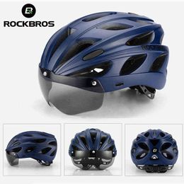 Cycling Helmets ROCKBROS Bike Helmet Ultralight Integrally-molded Breathable Cycling Helmet Men Women Goggles Lens Aero MTB Road Bike Helmet T220921