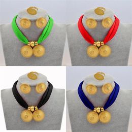 Anniyo Diy Cadeia de jóias etíopes Conjunto de joias de ouro Eritreia estilo étnico Habesha Brincos pendentes 2122 E3