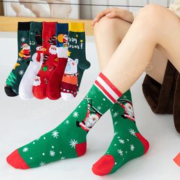 Woman Christmas Socks Funny Xmas Santa Claus Tree Snowflake Elk Snow Cotton Middle Tube Crew Sock Men New Year Cartoon Sokken