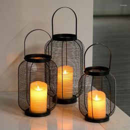 Candle Holders Wrought Iron Outdoor European Holder Antique Retro Simple Rustic Lanterns Home Decor Bougeoir Mariage And Garden