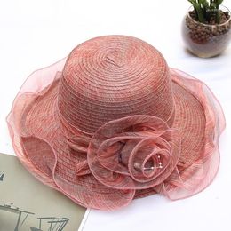 Headpieces Vintage Bridal Flower Hats Elegant Wedding Accessories Bride Net Organza Women's Formal Occasion