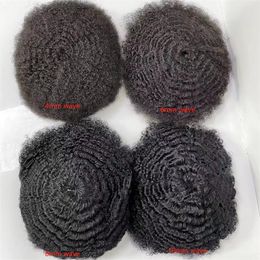 Russian Virgin Remy Human Hair Replacement 6mm Wave 8x10 Full Lace Toupee For Black Men