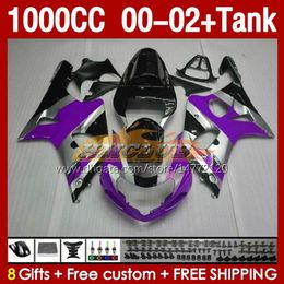 Injection Fairings & Tank For SUZUKI GSXR 1000 CC 1000CC K2 GSXR-1000 2000-02 Bodys 155No.105 GSX R1000 GSXR1000 2001 2002 2002 GSX-R1000 00 01 02 OEM Fairing silvery purple