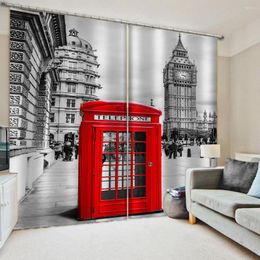 Curtain European And Amercian Style Window Blackout Back White Cortains Drape Red Telephone Booth Bedroom Curtains