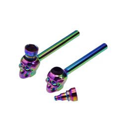 metal smoking pipes Electroplating rainbow skull head small pipe wholesale screw removable assembled smoking-pipe