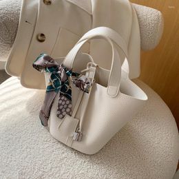 Evening Bags 2022 Women's Handbag Japanese Graffiti Vegetable Basket Fashion Versatile Bucket Bag Silk Scarf Large Capacity