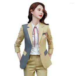 Women's Two Piece Pants Women's 2022 Latest Korean Design Women Pant Suit College Style Jacket Blazer And Trousers 2 Set For Teacher
