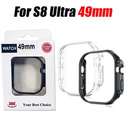 Hard PC Acrylic Plastic Watch Case för Apple Watch IWatch S8 Ultra 49mm Transparent Black Red Blue Gold Pink Cases With Retail Box