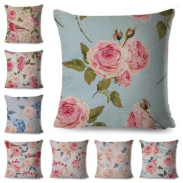 Pillow Nordic Style Rose Flower And Birds Case Decor Floral Plant Animal Cover For Car Sofa Polyester Pillowcase 45 45cm