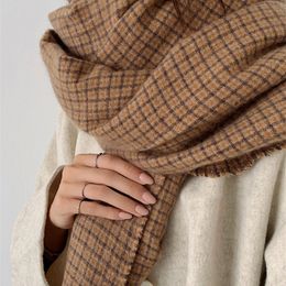 Scarves Imitation Cashmere Women Winter Scarf Double Sided Plaid Scarve Wrap Shawl Femme Mujer Lady Preppy Style Bufandas Stoles Foulard 220922