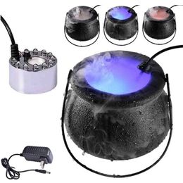 Dog Apparel Halloween Mist Witch Pot Cauldron Fog Maker Water Fountain Machine Colourful Changing Light Party Decoration 220921