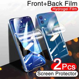 Защиты экрана сотового телефона Полный клей мягкая передняя гидрогельная пленка для iPhone 11 12 13 14 Pro Max Screen Protector iPhone 13 11 XR X XS Max Back Back Protective Film T220921